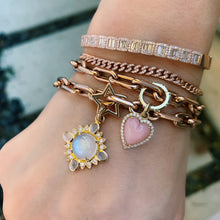 Mini Nora Rainbow Moonstone or Opal and Diamond Quatrefoil Pendant Charm
