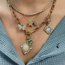 Nora Rainbow Moonstone or Opal and Diamond Quatrefoil Pendant Charm