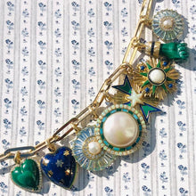 Large Emily Semiprecious Stone with Pearl & Diamond Pendant Charm