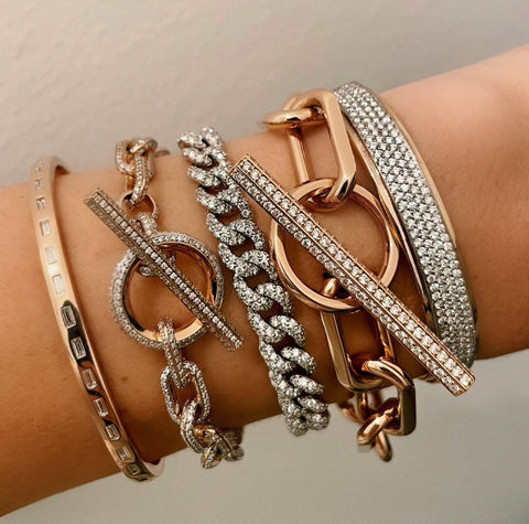 hoverSaxon Jumbo Chain Link with Diamond Toggle Bracelet