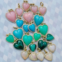 Large Alana Semi Precious Stone & Diamond Heart Pendant Charm