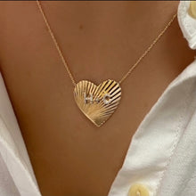 The Love Large Fluted Heart Pendant Necklace