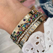 Sleek Diamond Baguette Inlay Hinge Cuff Bracelet