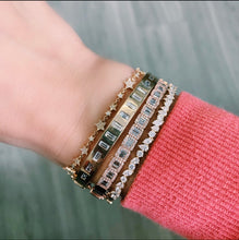 Sleek Diamond Baguette Inlay Hinge Cuff Bracelet
