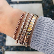 Mega Sparkle Diamond Baguette with Diamond Halos Hinge Cuff Bracelet