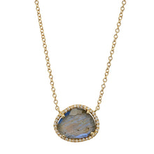 Illustrious Labradorite With Diamond Halo Necklace