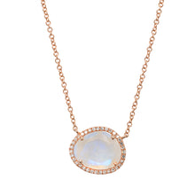 Magic Moonstone With Diamond Halo Necklace