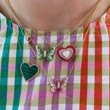 Malachite Heart Necklace with Diamond Frame
