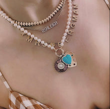 Multi Color Semi Precious Starburst Jumbo Heart Charm