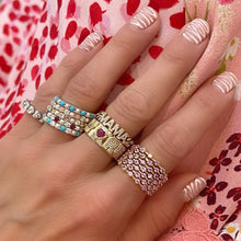 Isabel Turquoise Pearl and Diamond Eternity Band Ring