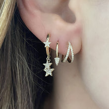 Pave Diamond Twinkle Star Drop Huggie Earrings
