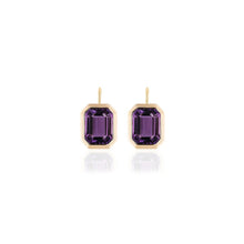 Manhattan Emerald Cut with Gold Frame on Wire Drop Earrings