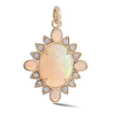 Nora Rainbow Moonstone or Opal and Diamond Quatrefoil Pendant Charm
