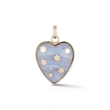 Semi Precious Stone Anna Heart with 14k Stars Pendant Charm