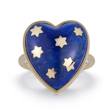 Anna Semi Precious Heart and Gold Stars Ring