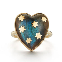 Anna Semi Precious Heart and Gold Stars Ring