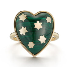 Anna Semi Precious Heart and Gold Stars Ring