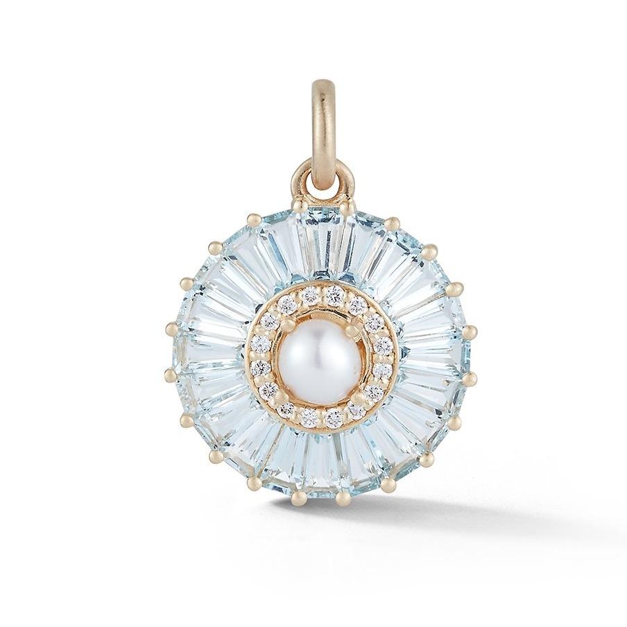 Large Emily Semiprecious Stone with Pearl & Diamond Pendant Charm