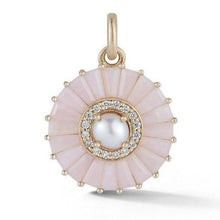 Large Emily Semiprecious Stone with Pearl & Diamond Pendant Charm
