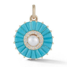 Large Emily Semiprecious Stone with Pearl & Diamond Pendant Charm