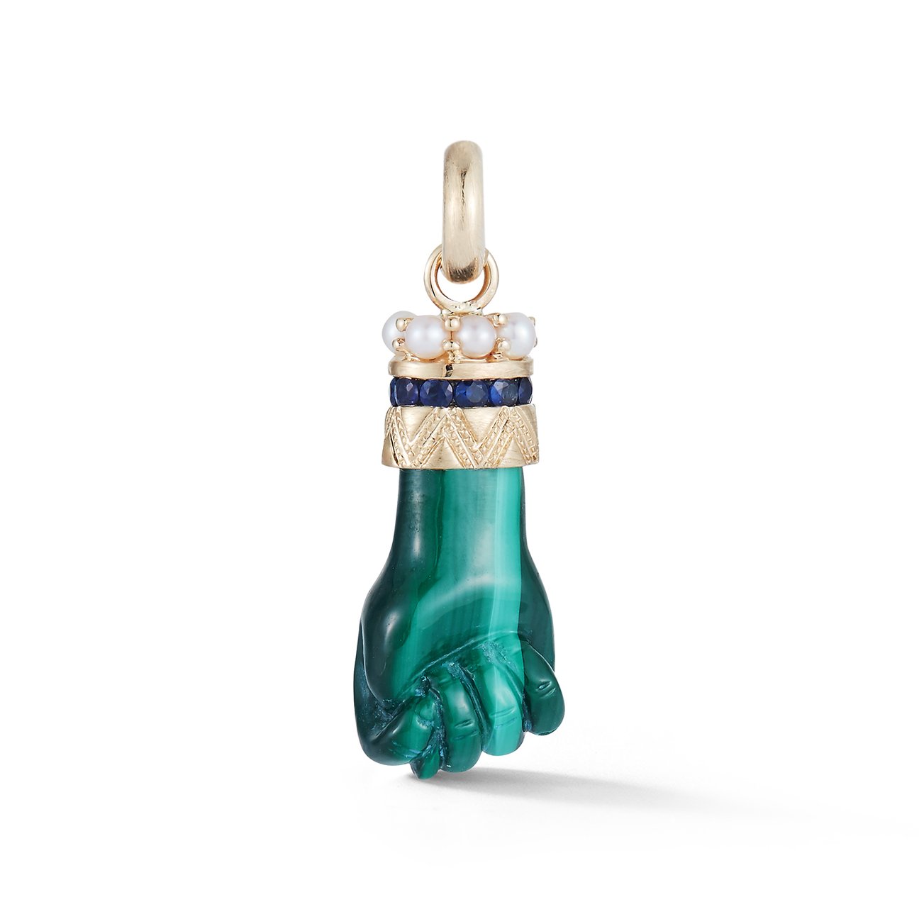 Malachite, Blue Sapphire, & Pearl Figa Flossie Charm
