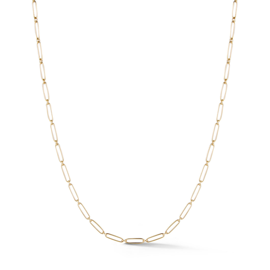 14K Gold Elongated Link Grover Chain