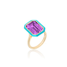 Queen Emerald Cut with Enamel Frame Ring