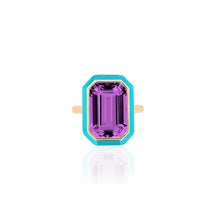 Queen Emerald Cut with Enamel Frame Ring