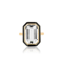 Queen Emerald Cut with Enamel Frame Ring