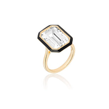 Queen Emerald Cut with Enamel Frame Ring