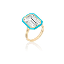 Queen Emerald Cut with Enamel Frame Ring
