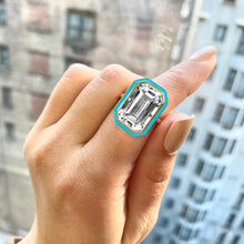 Queen Emerald Cut with Enamel Frame Ring