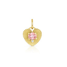 Fluted Heart Charm with Peach Sapphire & White Diamond