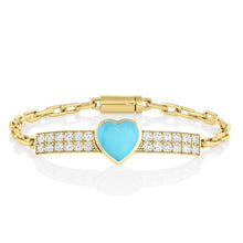 Turquoise Heart and Diamond Gem ID Bracelet