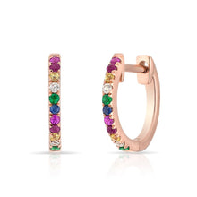 Rainbow Sapphire Huggie Hoop Earrings