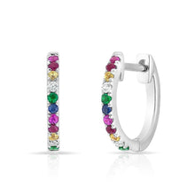Rainbow Sapphire Huggie Hoop Earrings