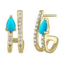 Janet Diamond & Semi Precious Pear Shaped Illusion Double Pierce Stud