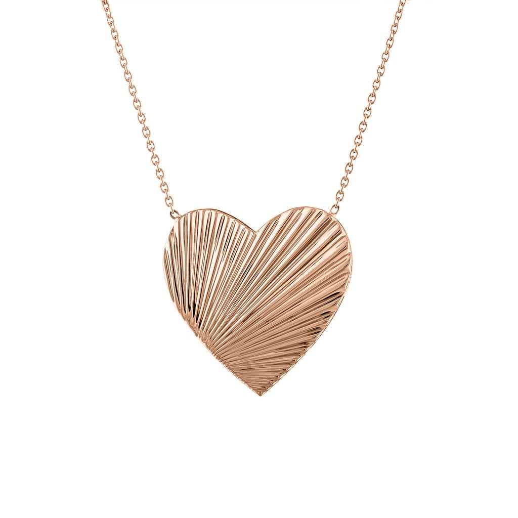 The Lexi Large Fluted Heart Pendant Necklace