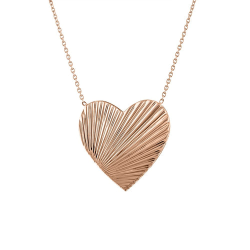 The Lexi Large Fluted Heart Pendant Necklace