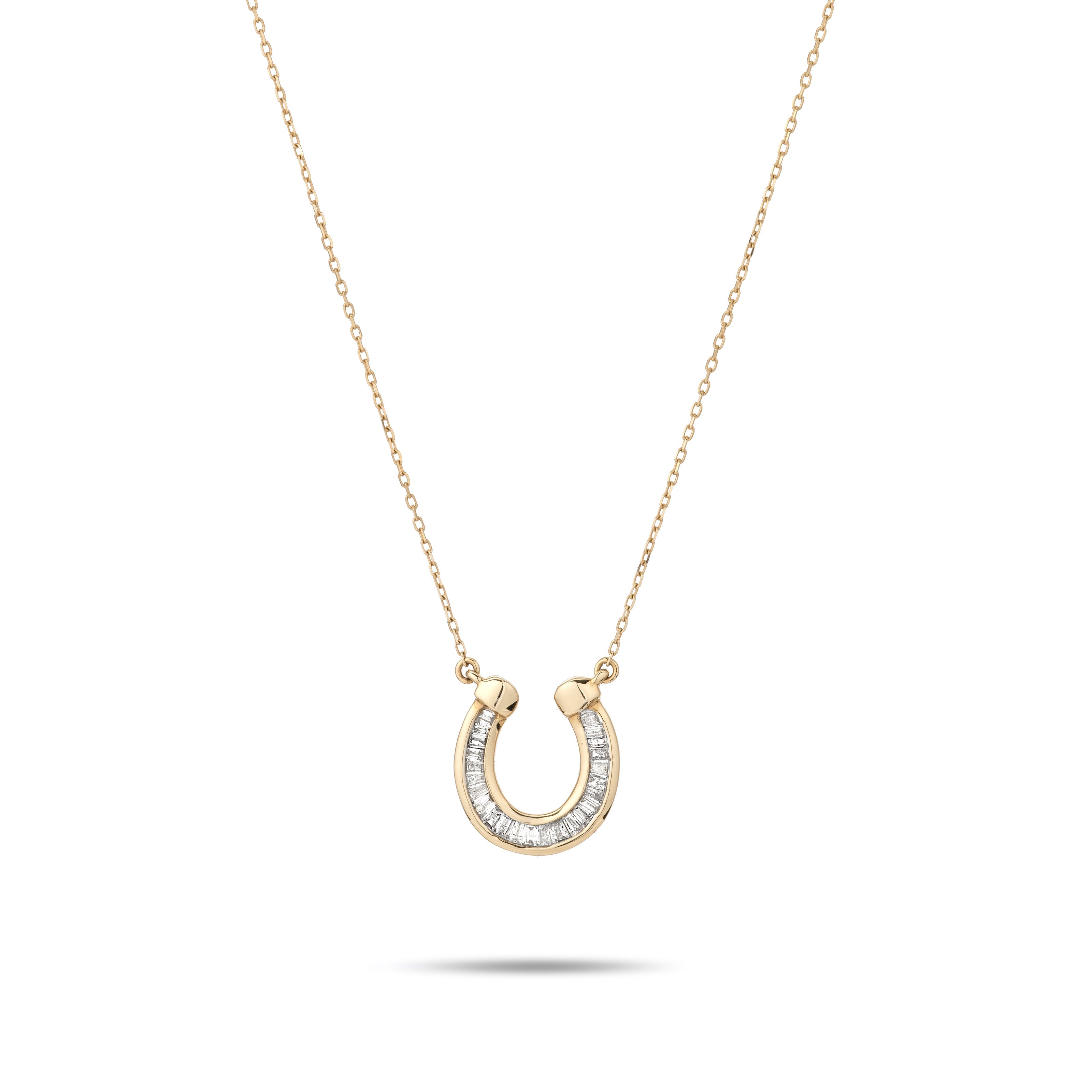 Baguette Diamond Horseshoe Necklace