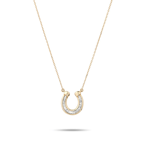 Baguette Diamond Horseshoe Necklace