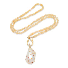 Pearl Pendant with Bezel Set Sapphires on Opal Strand Necklace