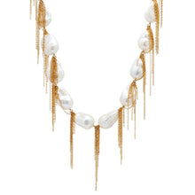 White Baroque Pearl Fringe Chain Necklace