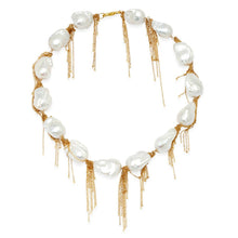 White Baroque Pearl Fringe Chain Necklace