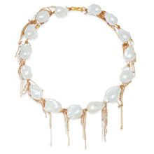 White Baroque Pearl Fringe Chain Necklace