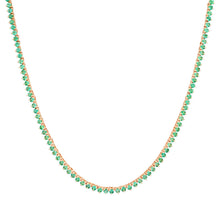 Skinny Three Prong Emerald Tennis Necklace