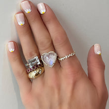 Puffy Gemstone Heart Ring with Diamond Frame