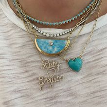 Custom Diamond Script Double Nameplate with Heart Necklace