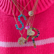 Millie Fluted Oval with Diamond Initial Necklace