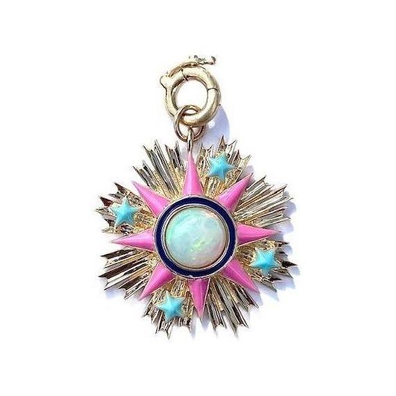 Rosa Emblem Gemstone and Enamel Pendant Charm